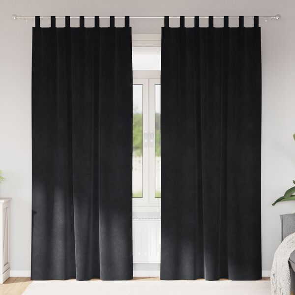 vidaXL Verduisterende gordijnen 2 pcs Zwart 140 x 225 cm Fluweel