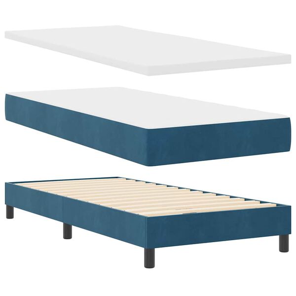 vidaXL Boxspringbed met hoofdeinde Donkerblauw 200 x 100 cm Fluweel