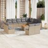 vidaXL 13-delige Loungeset met kussens poly rattan gemengd beige