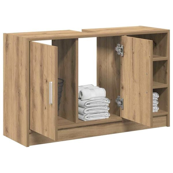 vidaXL Badkamerkast Artisan Eiken 90 x 29 x 55 cm Bewerkt hout