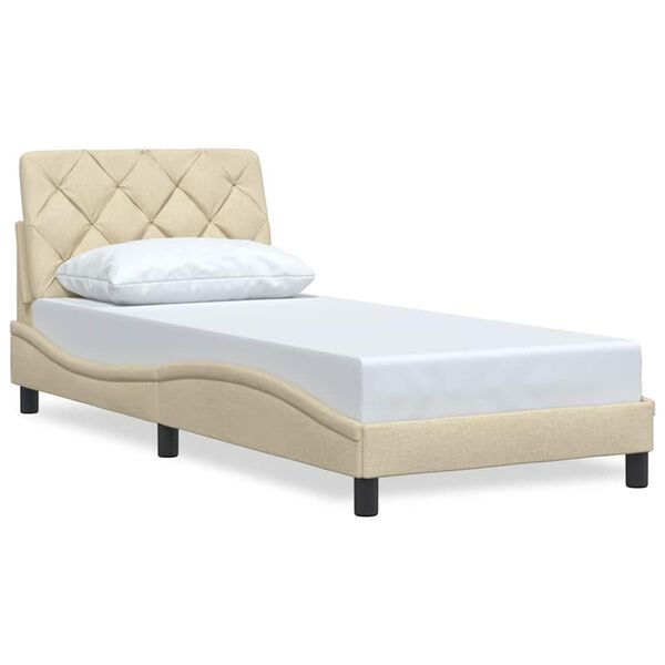 vidaXL Bedframe zonder matras 90x190 cm stof cr&egrave;mekleurig