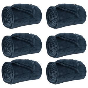 vidaXL Kleden 6 st Marineblauw 130 x 150 cm 3.04 kg Fleece