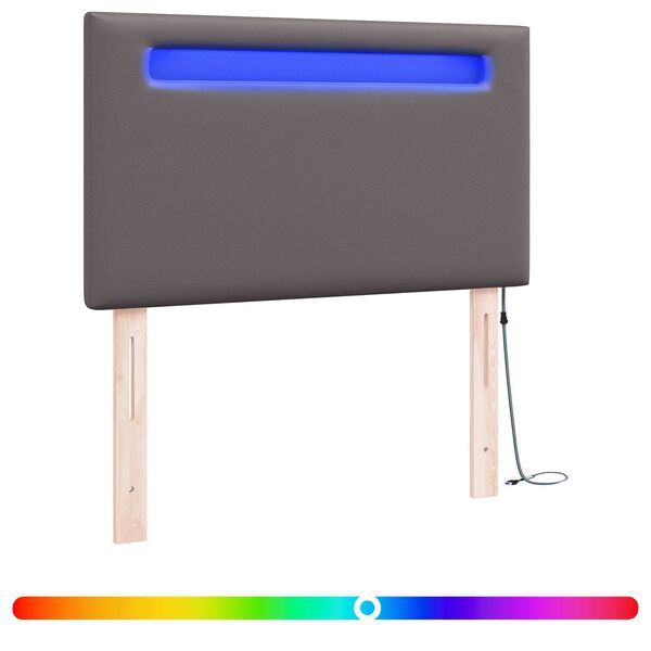 vidaXL LED Hoofdbord Grijs 100 cm Nep Leer