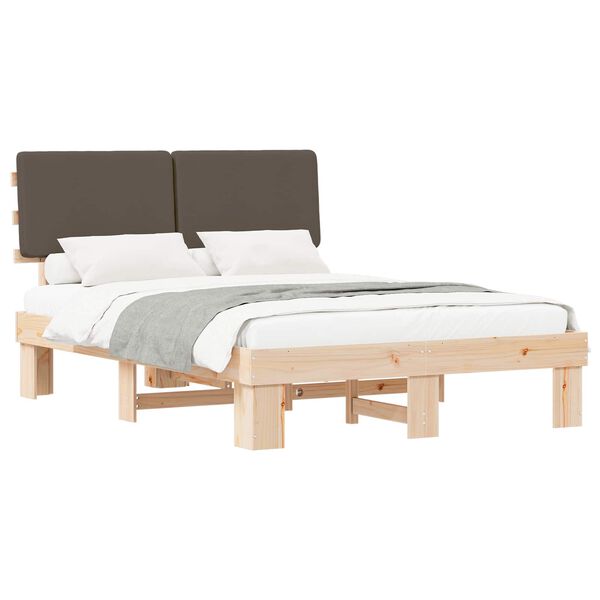 vidaXL Bedframe met Gevoerd Hoofdgedeelte Taupe 120 x 190 cm