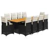 vidaXL 11-delige Bistroset met kussens poly rattan zwart