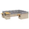 vidaXL 10-delige Loungeset met kussens poly rattan beige