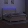 vidaXL Boxspring met matras en LED stof cr&egrave;mekleurig 180x200 cm