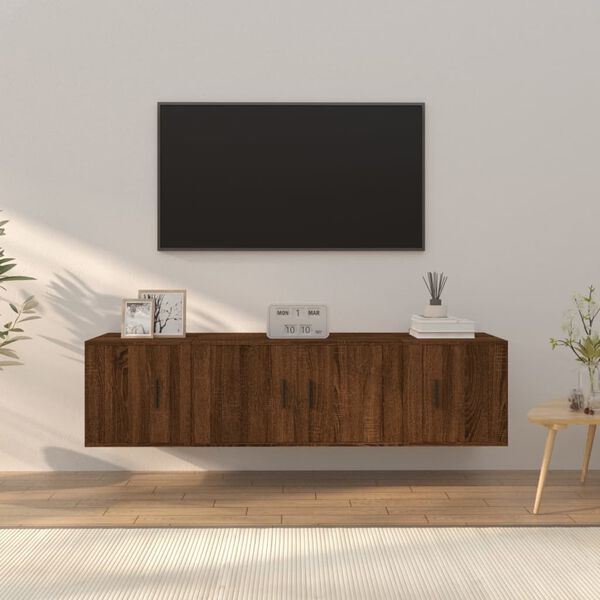 vidaXL 3-delige Tv-meubelset bewerkt hout bruin eikenkleur