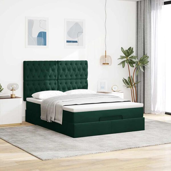 vidaXL Ottoman bed met matrassen en LED's 140x200cm fluweel