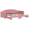 vidaXL Slaapbank met onderschuifbed 80x200 cm fluweel roze