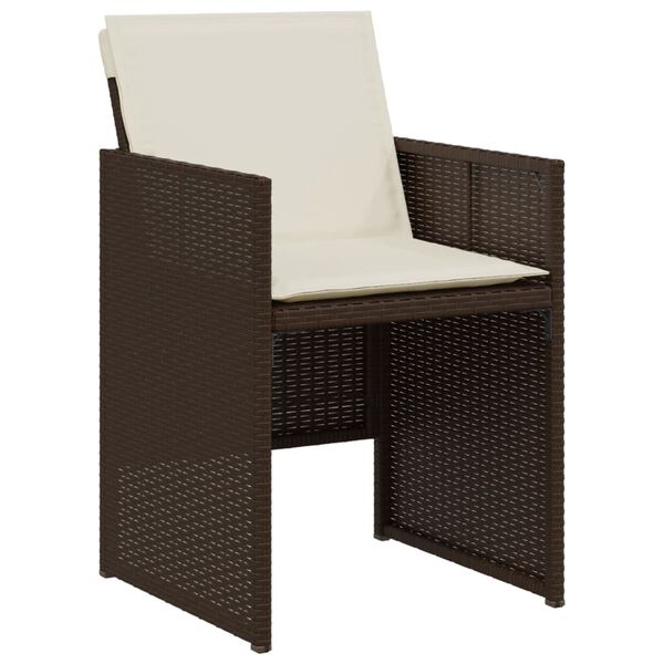 vidaXL 3-delige Bistroset met kussens poly rattan bruin