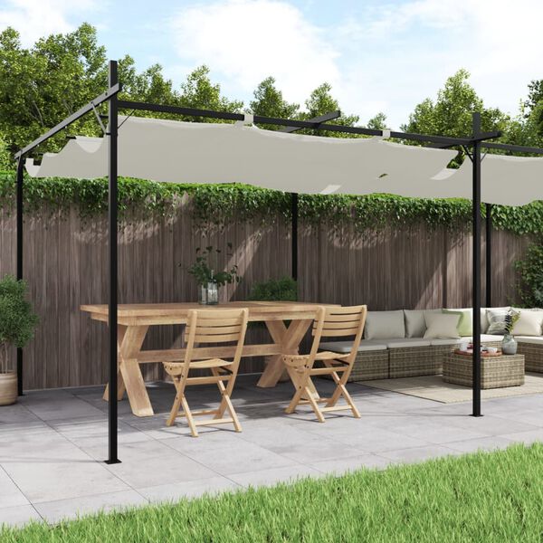 vidaXL Pergola met uitschuifbaar dak 589x292x230 cr&egrave;mekleurig