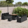 vidaXL Tuinbankenset met kussen 9 pcs Zwart poly rattan