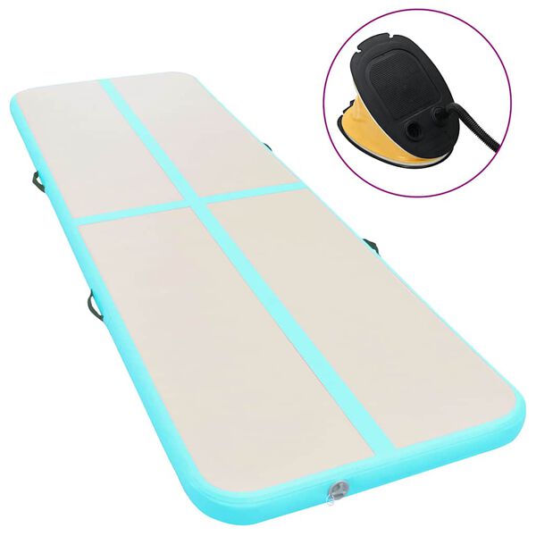 vidaXL Gymnastiekmat met pomp opblaasbaar 600x100x10 cm PVC groen