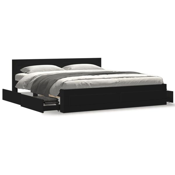 vidaXL Bedframe met hoofdeinde zonder matras 200x200 cm zwart