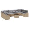 vidaXL Bankstel met kussen 11 pcs Beige poly rattan