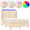 vidaXL Boxspring met matras en LED stof cr&egrave;mekleurig 140x200 cm