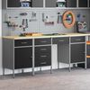 vidaXL Werk Cabinet met lade met opslag 4 pcs Zwart 200 x 55 x 85 cm