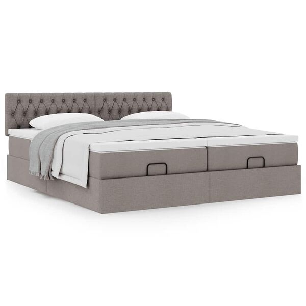 vidaXL Ottoman bed met matrassen 160x200cm stof taupe