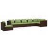 vidaXL 7-delige Loungeset met kussens poly rattan bruin
