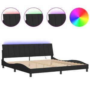 vidaXL Bedframe met LED zonder matras "Hanko" fluweel zwart 200x200 cm