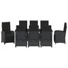 vidaXL Tuin eettafelset met kussen 9 pcs Zwart poly rattan