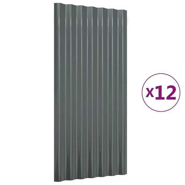 vidaXL Dakpanelen 12 st 80x36 cm gegalvaniseerd staal antracietkleurig