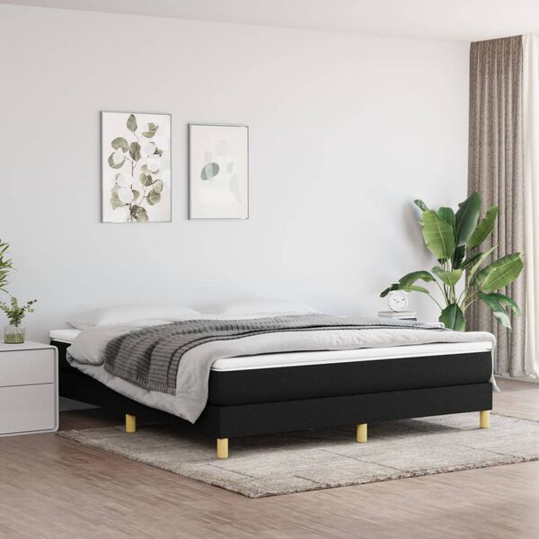 vidaXL Boxspring bed stof zwart 180x200 cm