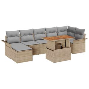 vidaXL Tuinbankenset met kussen 8 pcs Beige en Licht Grijs poly rattan