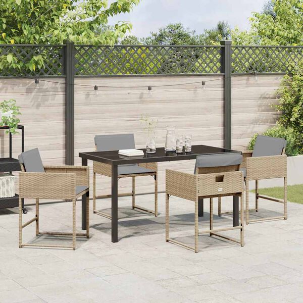 vidaXL Tuin eettafelset 5 pcs Beige poly rattan