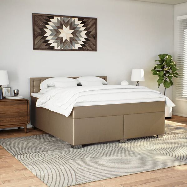 vidaXL Boxspring met matras kunstleer cappuccinokleurig 180x200 cm