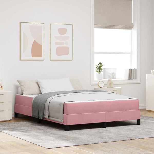 vidaXL Boxspringbed met matras Roze 140 x 220 cm Stof