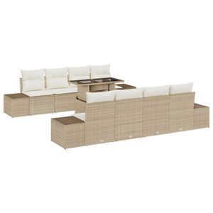 vidaXL Tuin Sofa Set met kussen 9 pcs Beige en Cr&egrave;me poly rattan