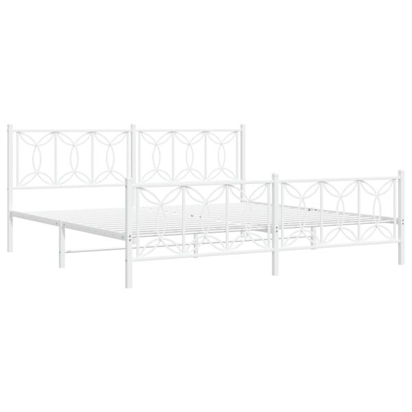 vidaXL Bedframe met hoofd- en voeteneinde metaal wit 193x203 cm