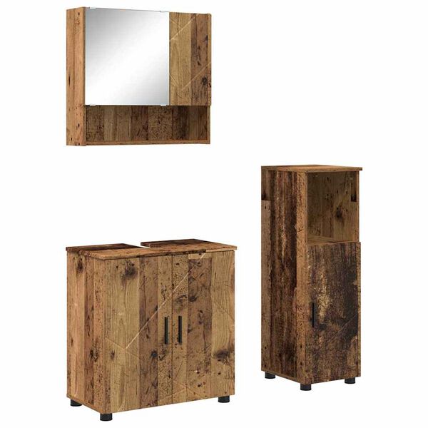 vidaXL Badkamermeubelset 3 pcs Oud Hout Bewerkt hout & Metaal