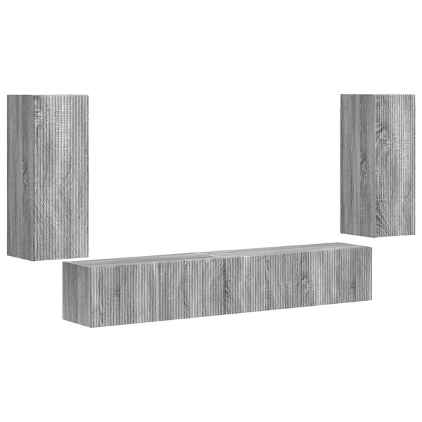 vidaXL Tv-meubelset 4 pcs Grijs Sonoma Bewerkt hout