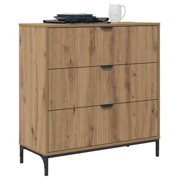 vidaXL Dressoir met lade Artisan Eiken 79,5 x 33 x 82 cm Bewerkt hout
