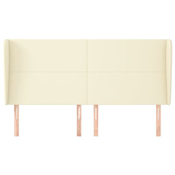 vidaXL Hoofdbord met randen 163x23x118/128 cm kunstleer cr&egrave;mekleurig