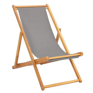 vidaXL Strandstoel Lichtgrijs Massief Teakhout
