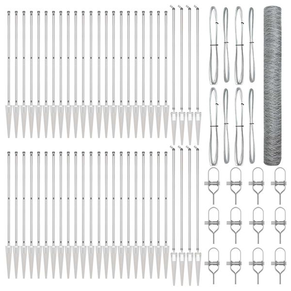 vidaXL Afrasteringspaal Zilver 100 x 1,2 m (50 mm gaas) Staal