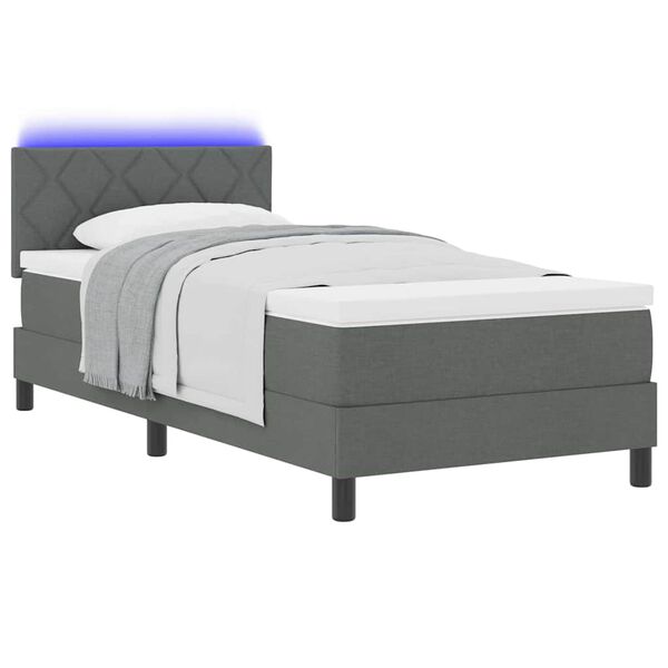 vidaXL Boxspring bed met matras met LED Donkergrijs 90 x 200 cm Stof