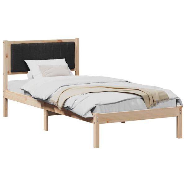 vidaXL Bedframe met Gevoerd Hoofdgedeelte Zwart 90 x 200 cm