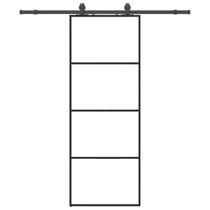 vidaXL Schuifdeur met beslagset 76x205 cm ESG glas zwart