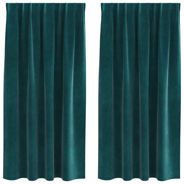 vidaXL Verduisterende gordijnen 2 pcs Donkergroen 140 x 175 cm Fluweel