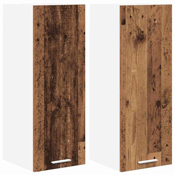 vidaXL Hangkast 2 pcs Oude Hout en Wit 30 x 31 x 80 cm Bewerkt hout