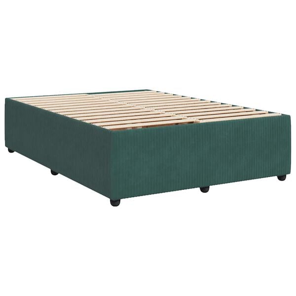 vidaXL Bedframe zonder matras 140x190 cm fluweel donkergroen