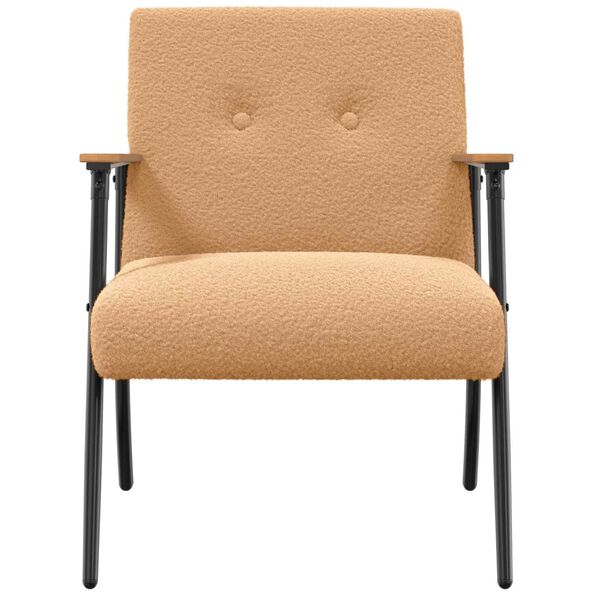 vidaXL Fauteuil Beige 59 x 75 x 78 cm Krullend Wol-achtig Stof