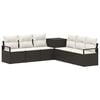 vidaXL Bankstel 7 st Zwart en Cream Wit Poly Rattan en Staal