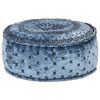 vidaXL Poef met borduursel rond 60x25 cm fluweel blauw