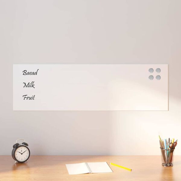 vidaXL Magneetbord voor aan de wand 100x30 cm gehard glas wit
